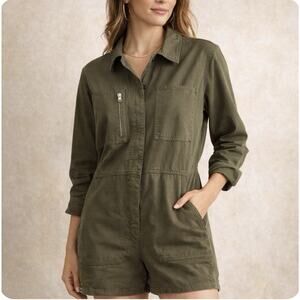 NWT Outerknown Station Suit Shortall Utility Romper Org Ctn Green Olive Night